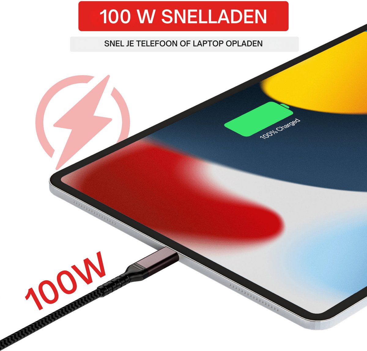 USB C 100W Kabel & Snellader