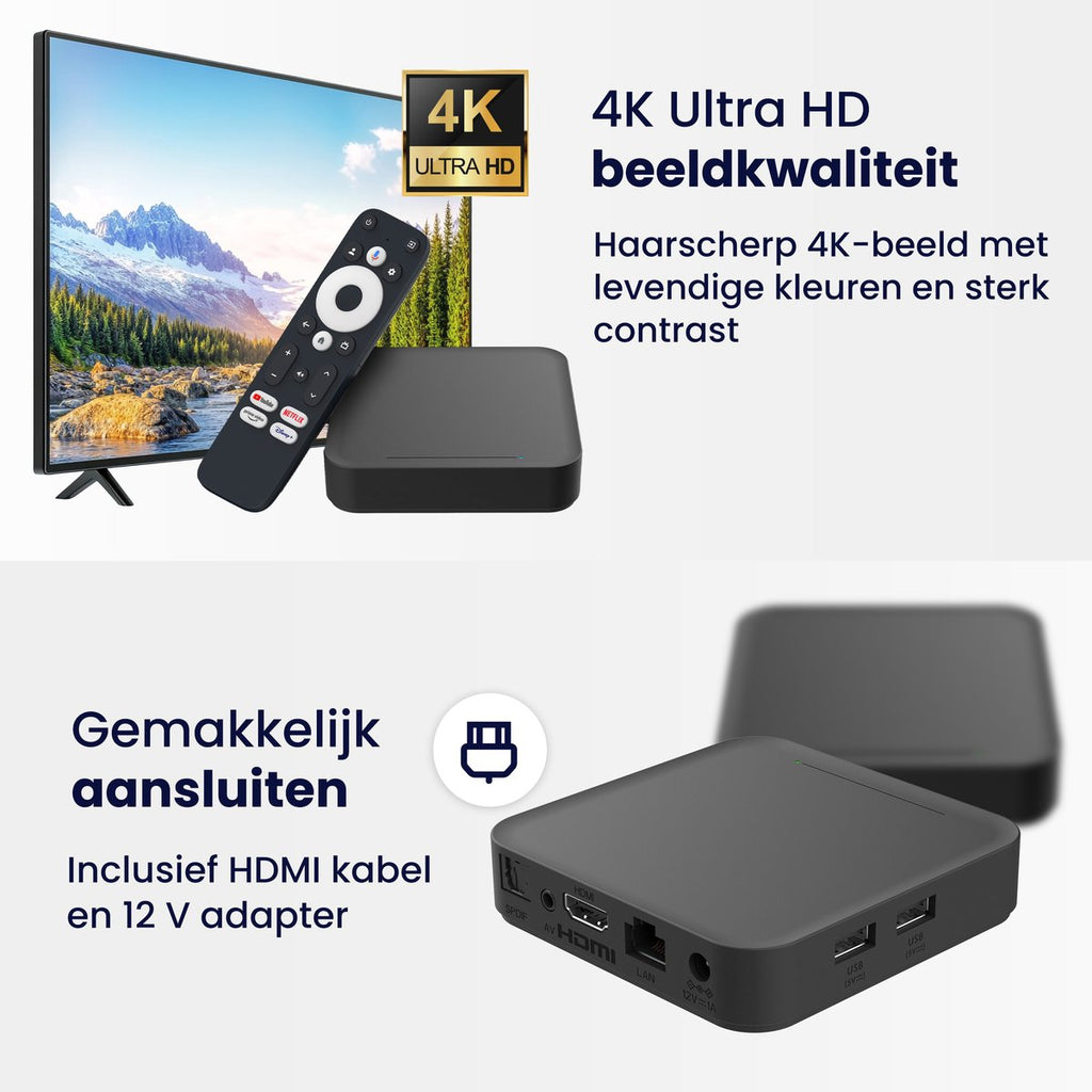 RockTek GT1 Streaming Box - Google TV - Dolby Atmos - 4K UHD & HDR