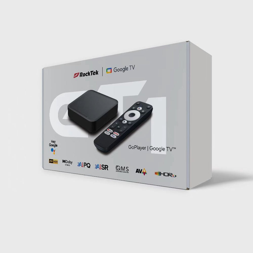 RockTek GT1 Streaming Box - Google TV - Dolby Atmos - 4K UHD & HDR