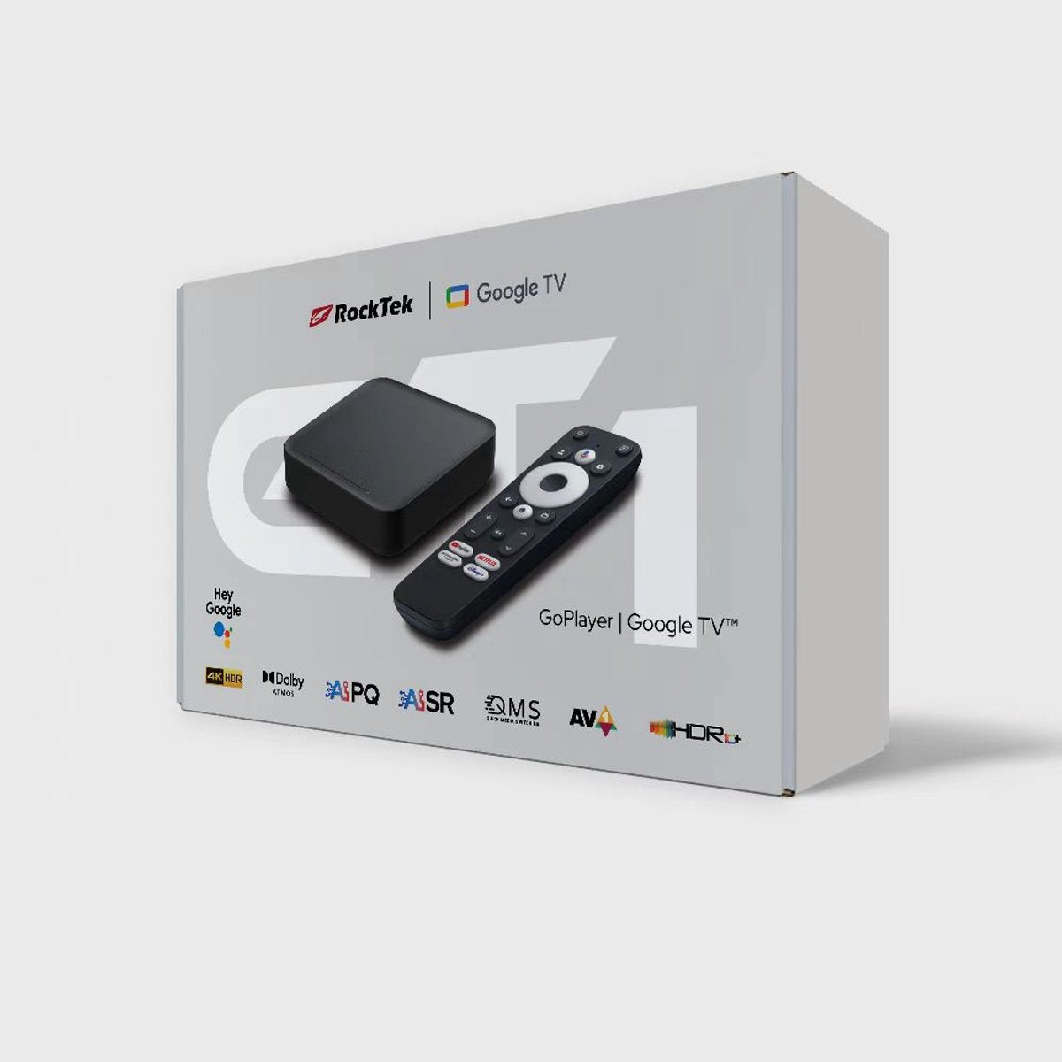 RockTek GT1 Streaming Box - Google TV - Dolby Atmos - 4K UHD & HDR