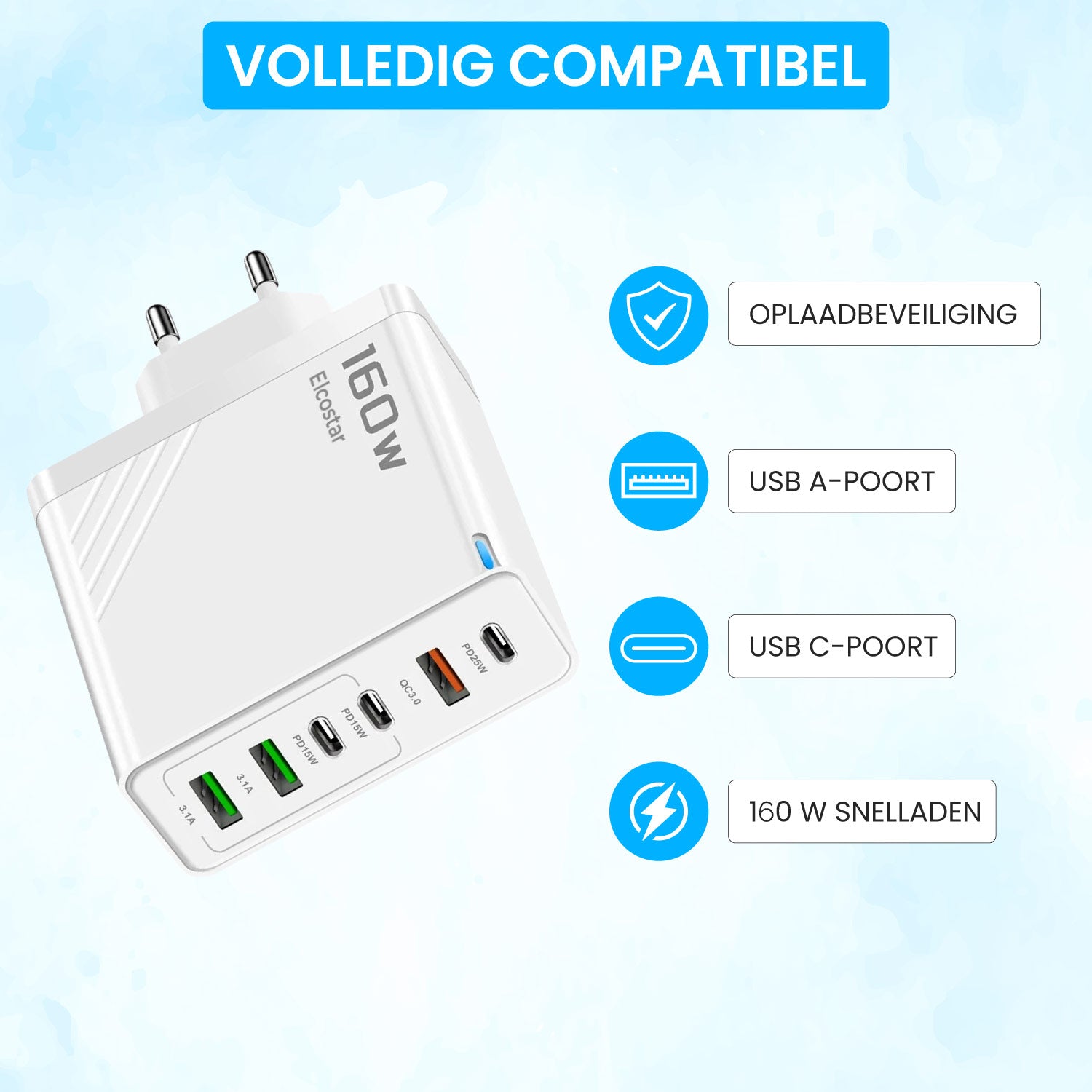 USB Adapter - 160W - (6P) - USB A & C