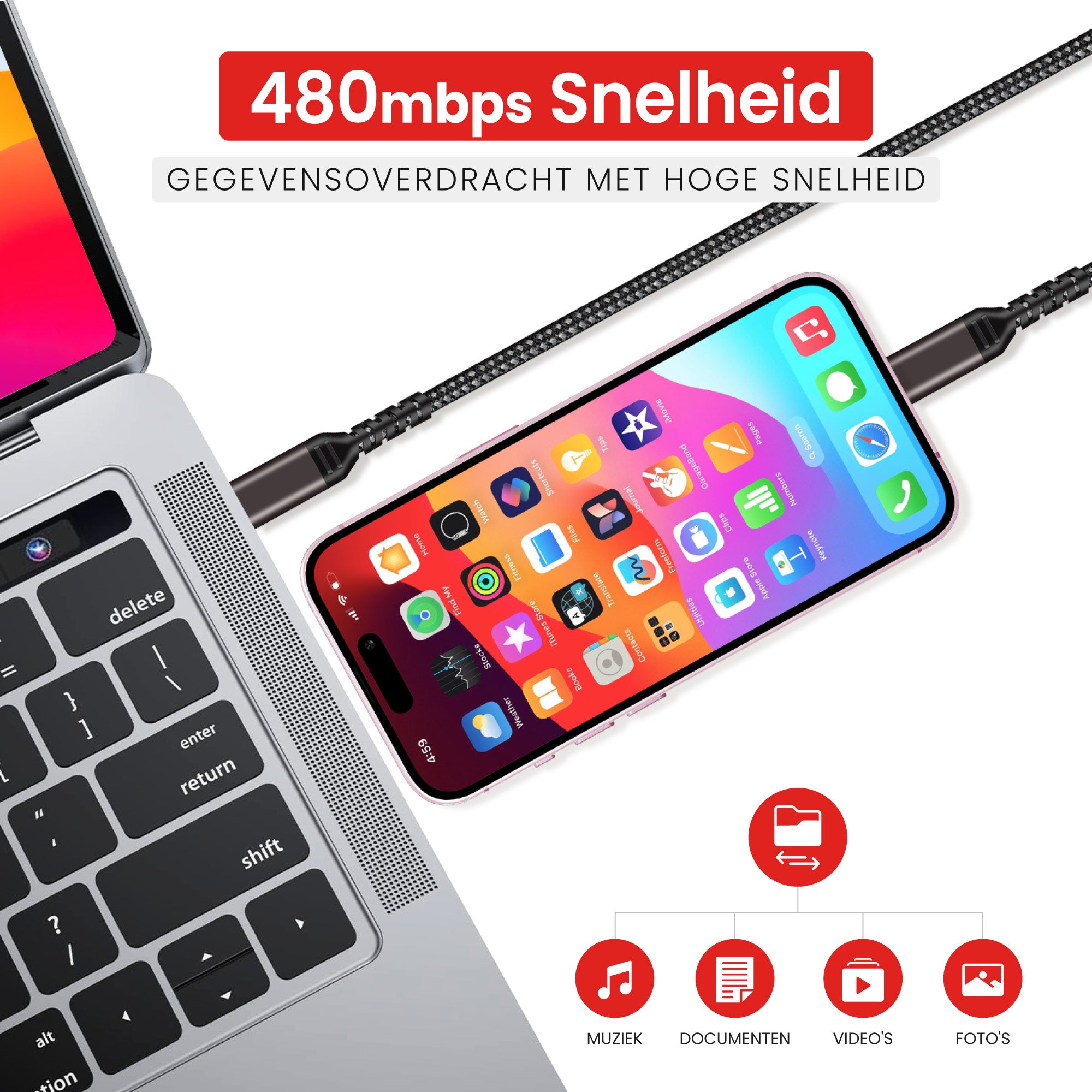USB C 60W Kabel - 1M
