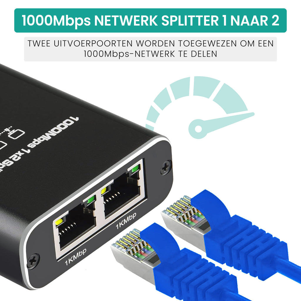 Ethernet Splitter (1000 Mbps) - From 1 to 2