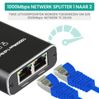 Ethernet Splitter (1000 Mbps) - From 1 to 2