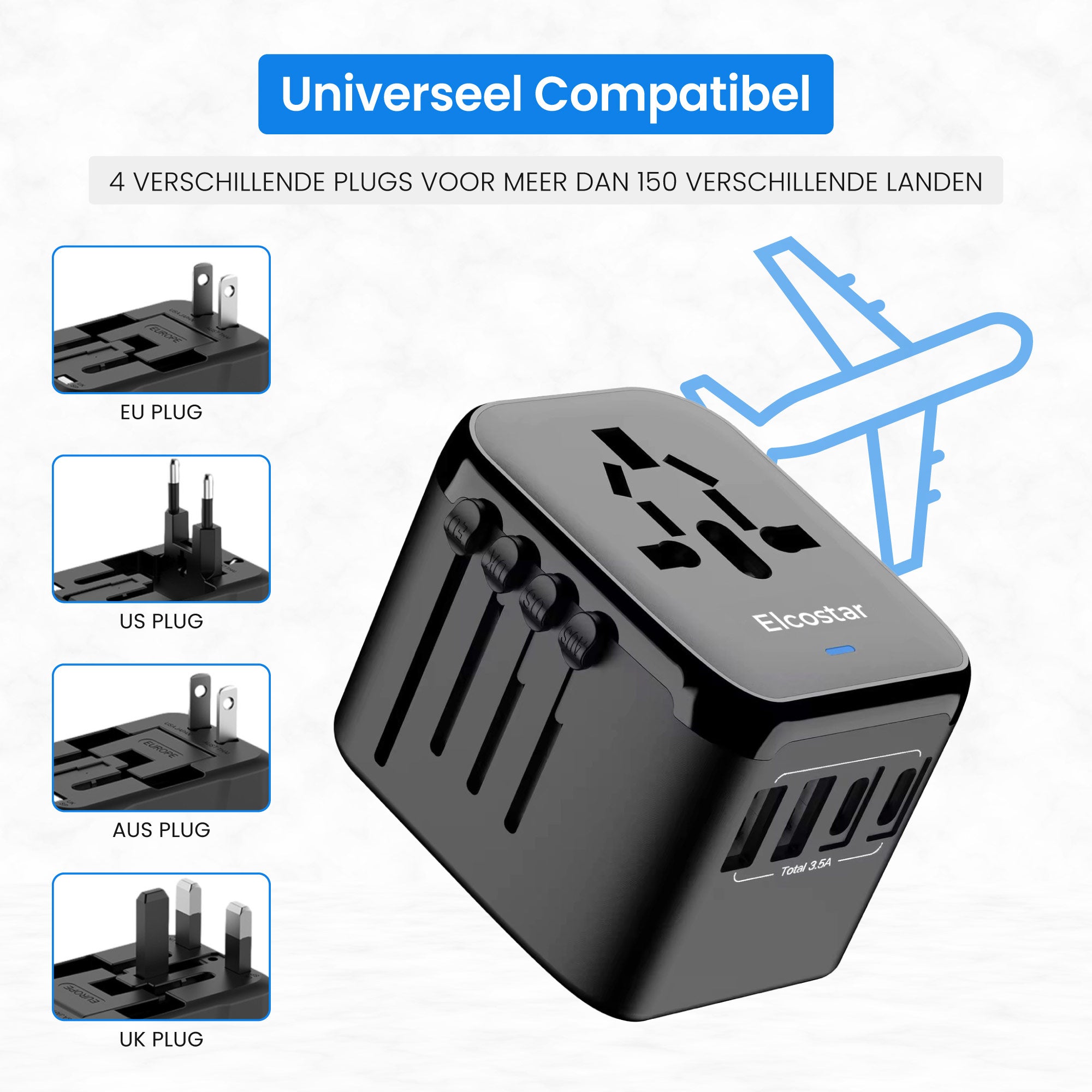 Travel Adapter - Multi USB A & C