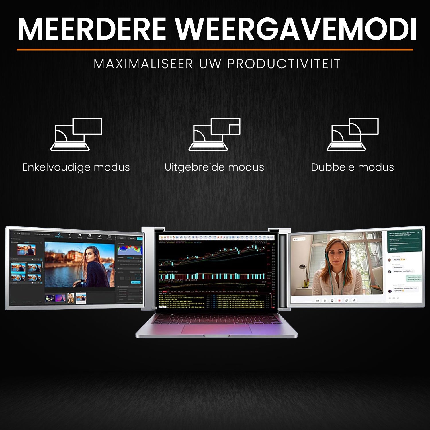 Draagbare Monitor Tri-Screen 15,6 inch