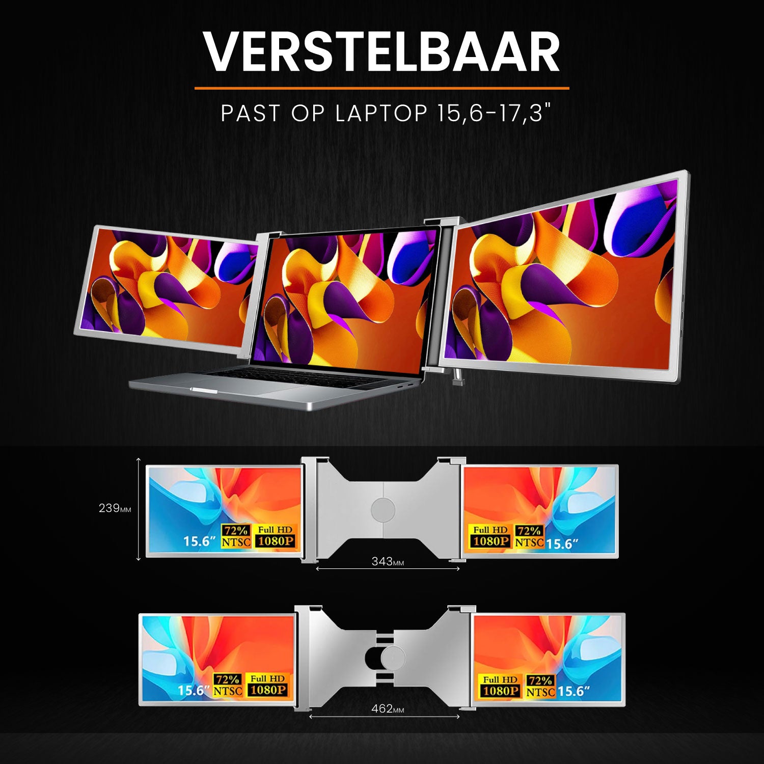 Draagbare Monitor Tri-Screen 15,6 inch