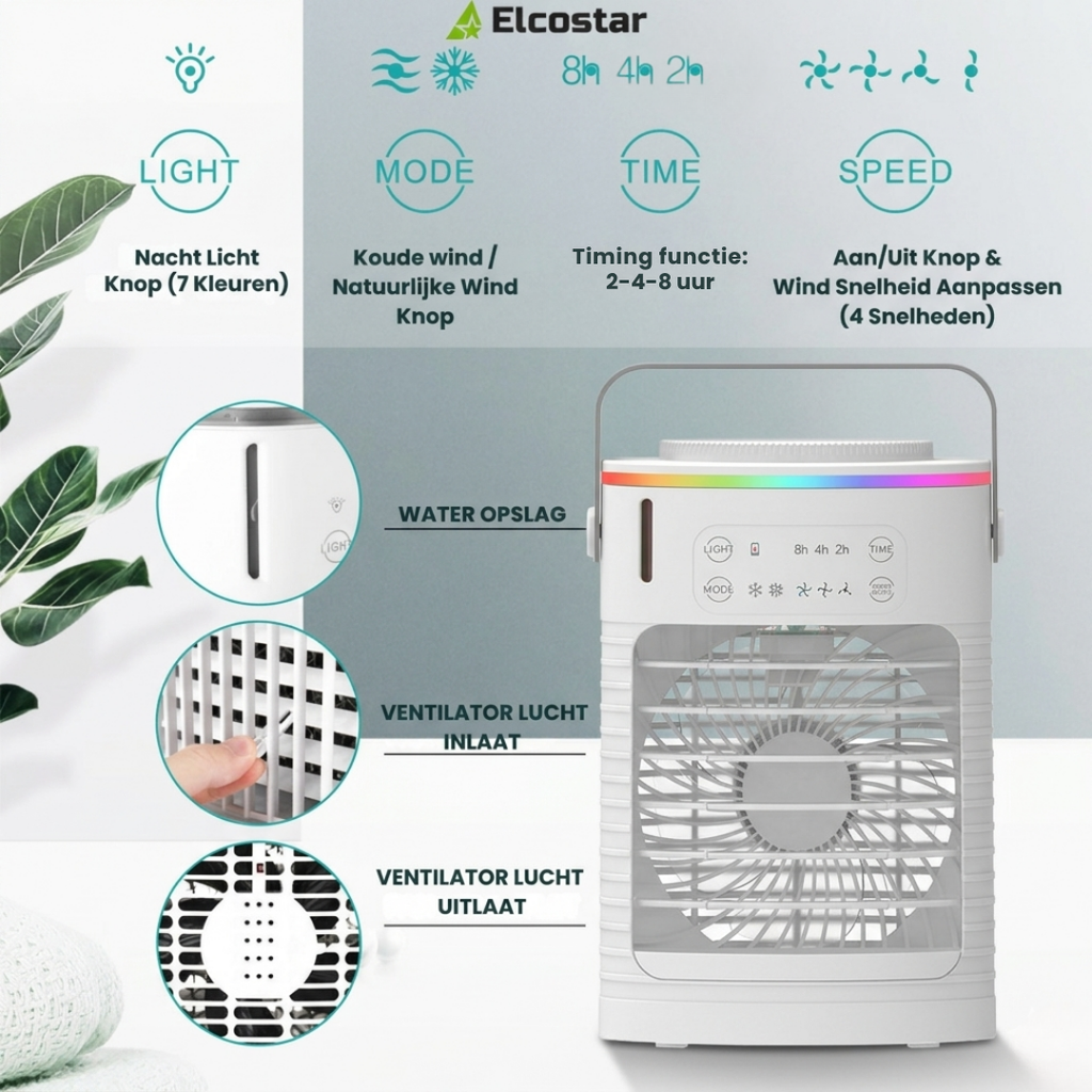 Premium Portable Mini Airco PRO - Built-in Battery - 4-in-1