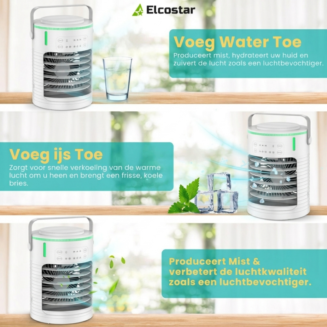 Premium Draagbare Mini Airco PRO - Ingebouwde Batterij - 4-in-1