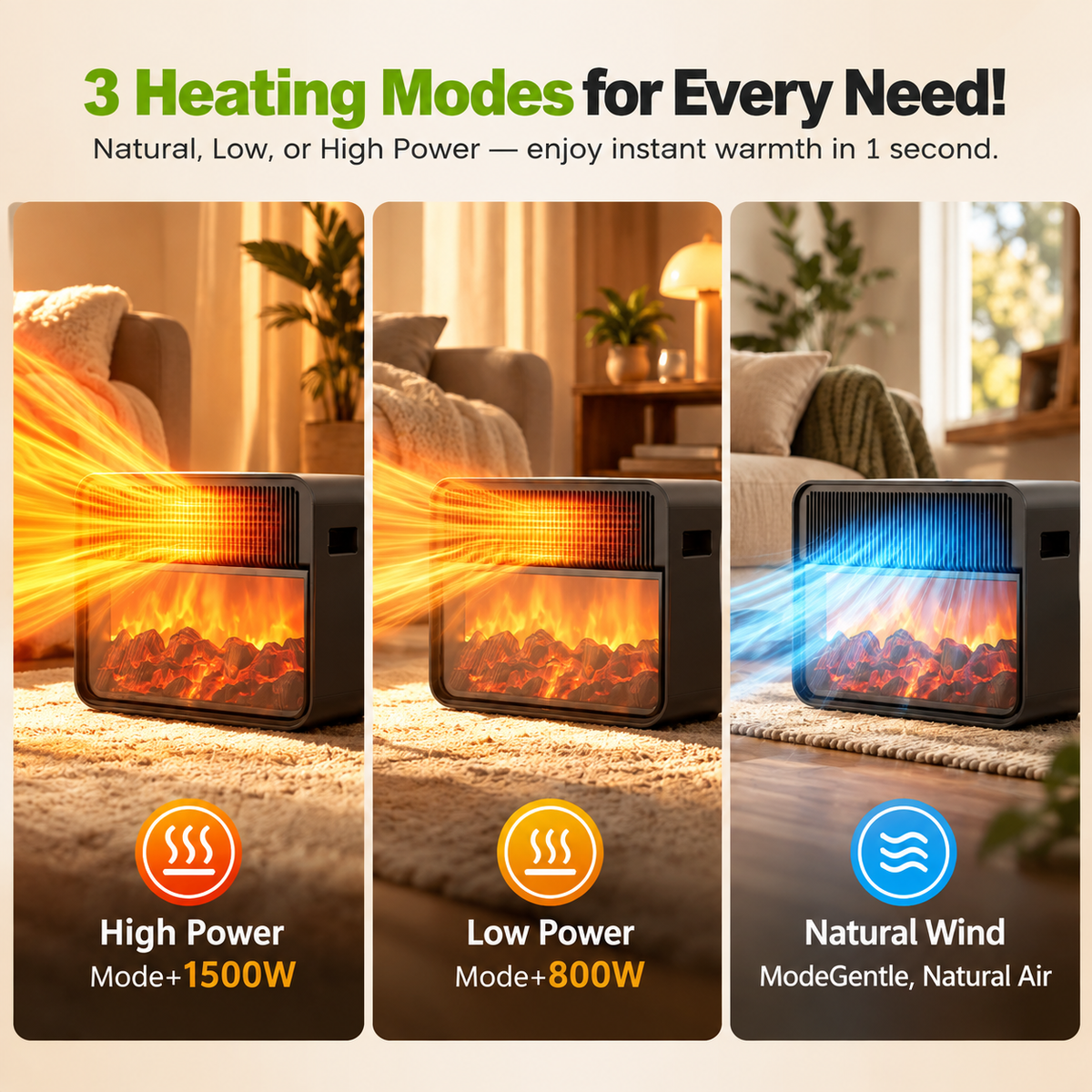 3D Fireplace Heater