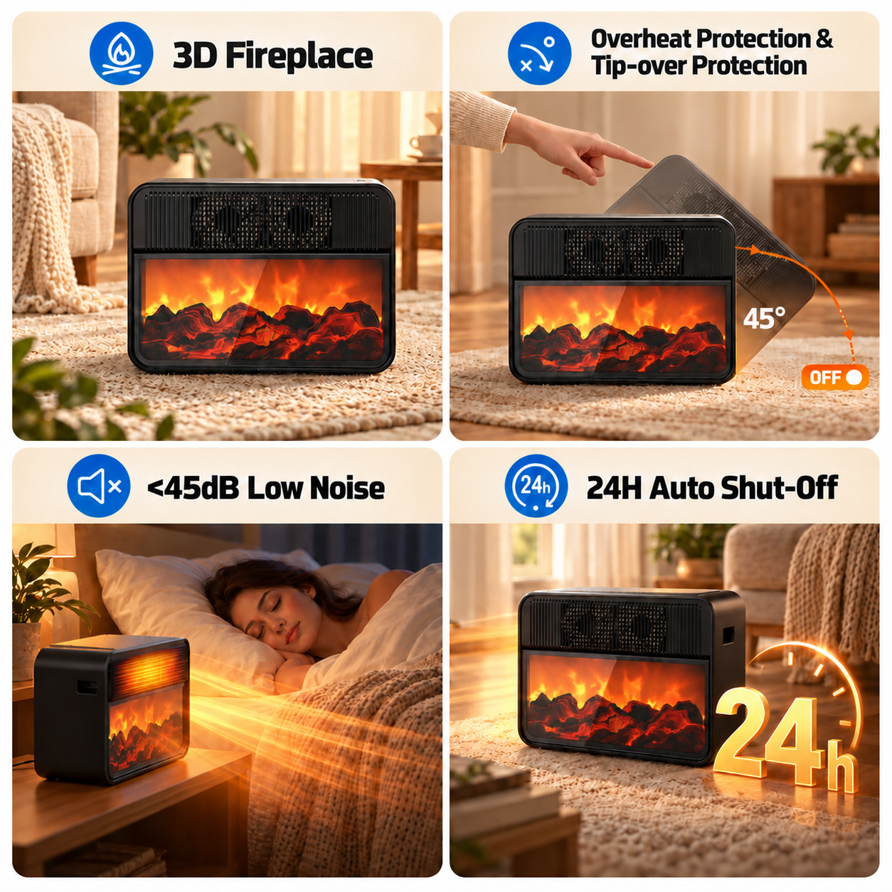 3D Fireplace Heater