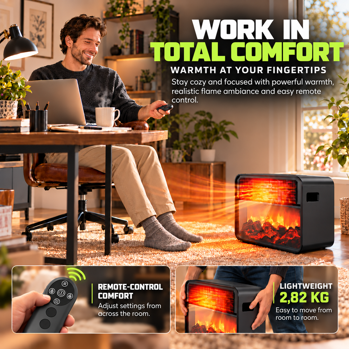 3D Fireplace Heater
