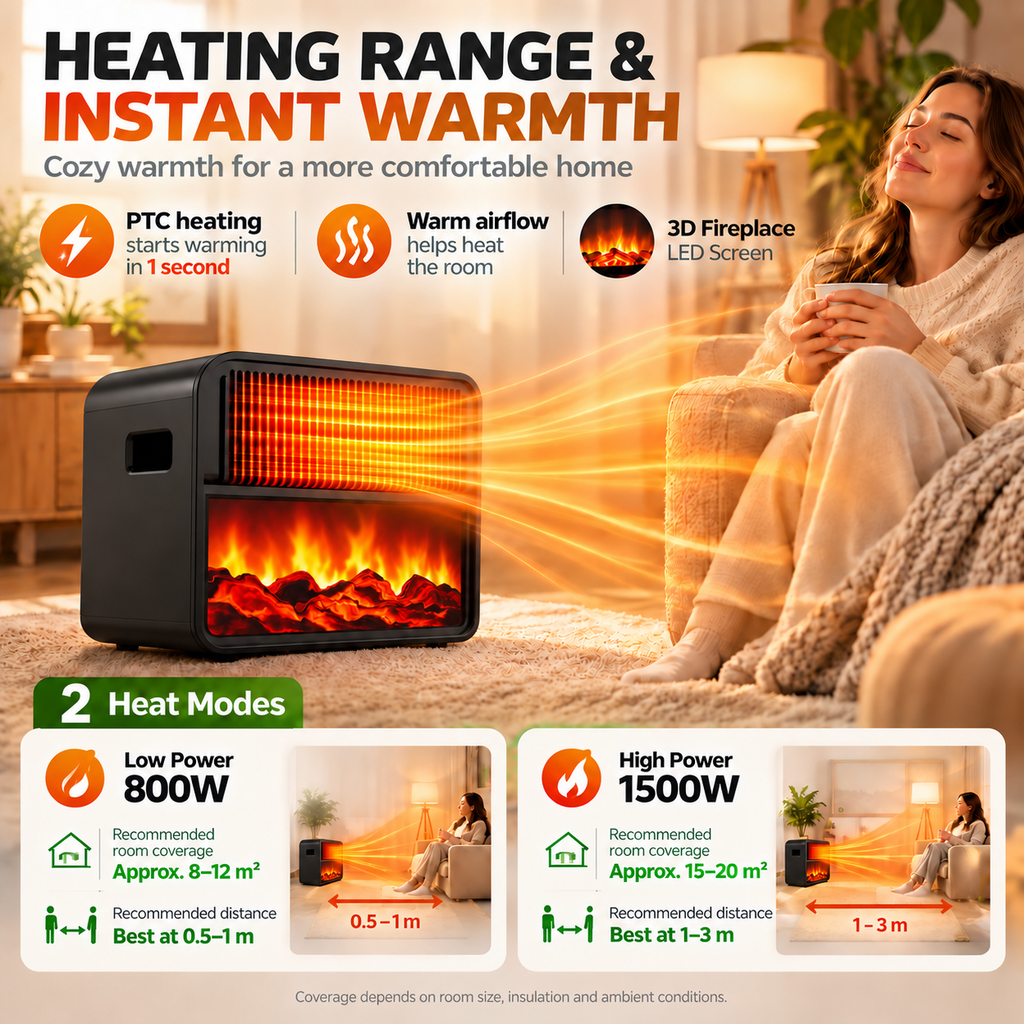 3D Fireplace Heater
