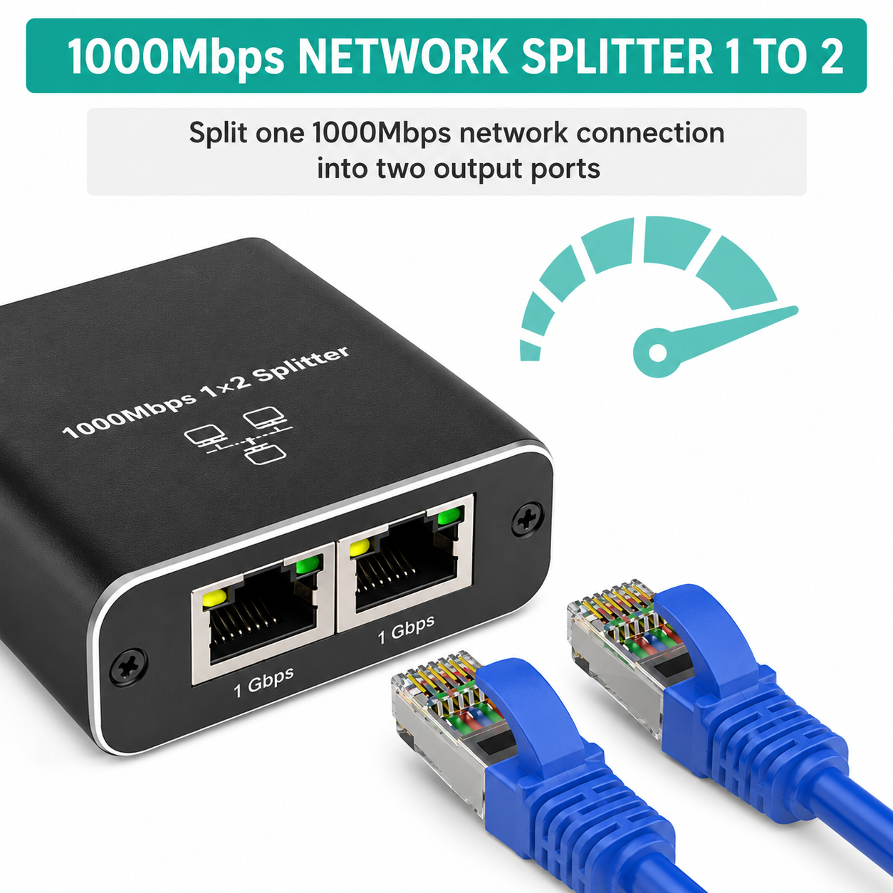 Ethernet Splitter (1000 Mbps) - From 1 to 2