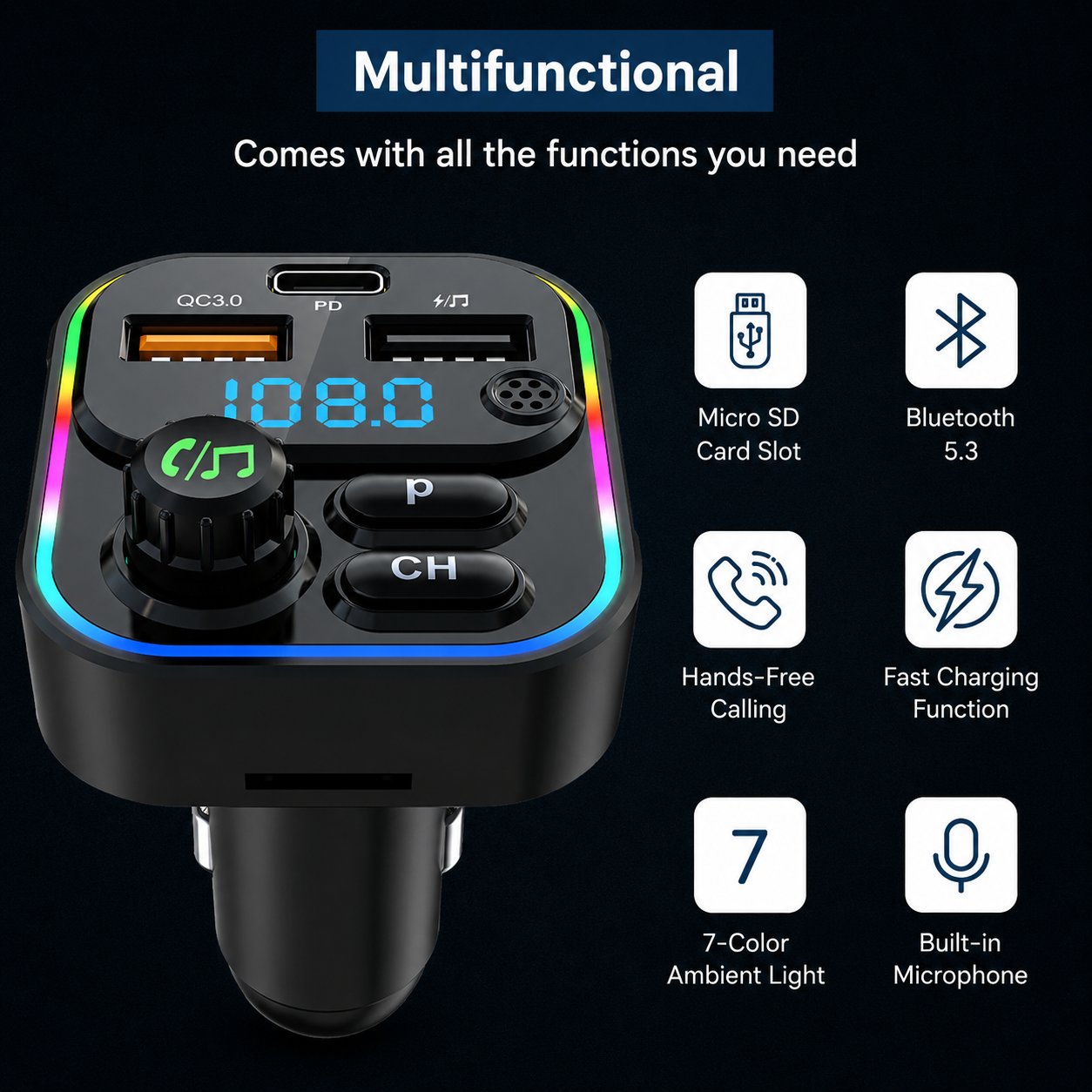FM Zender Bluetooth - USB A & C