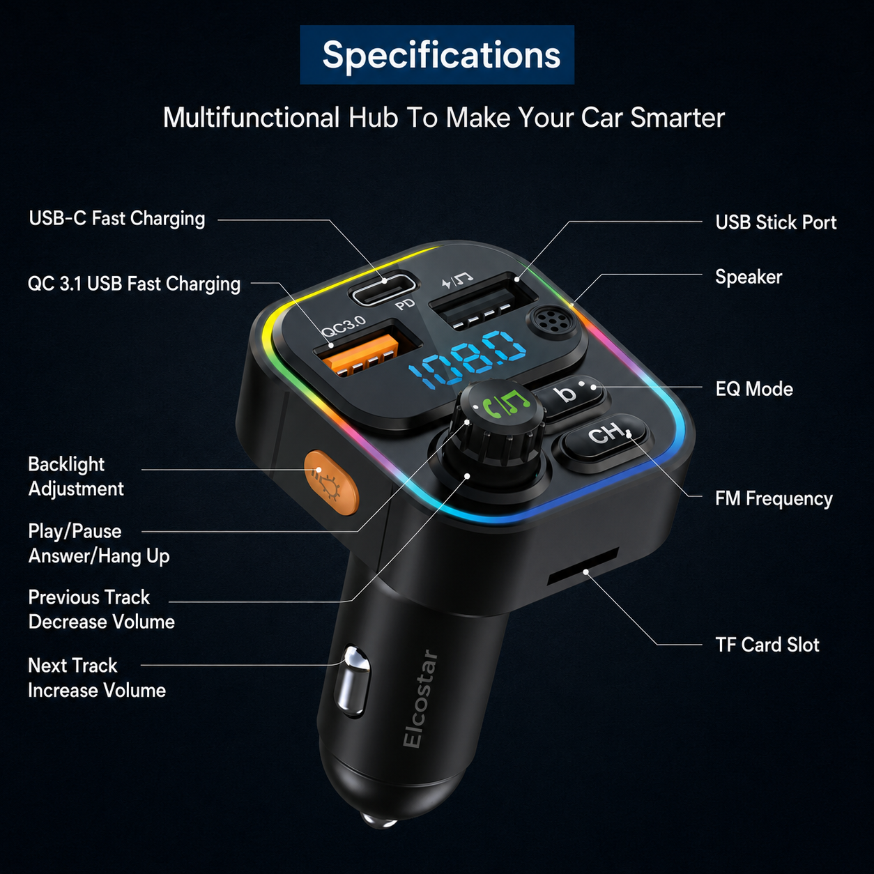 FM Zender Bluetooth - USB A & C