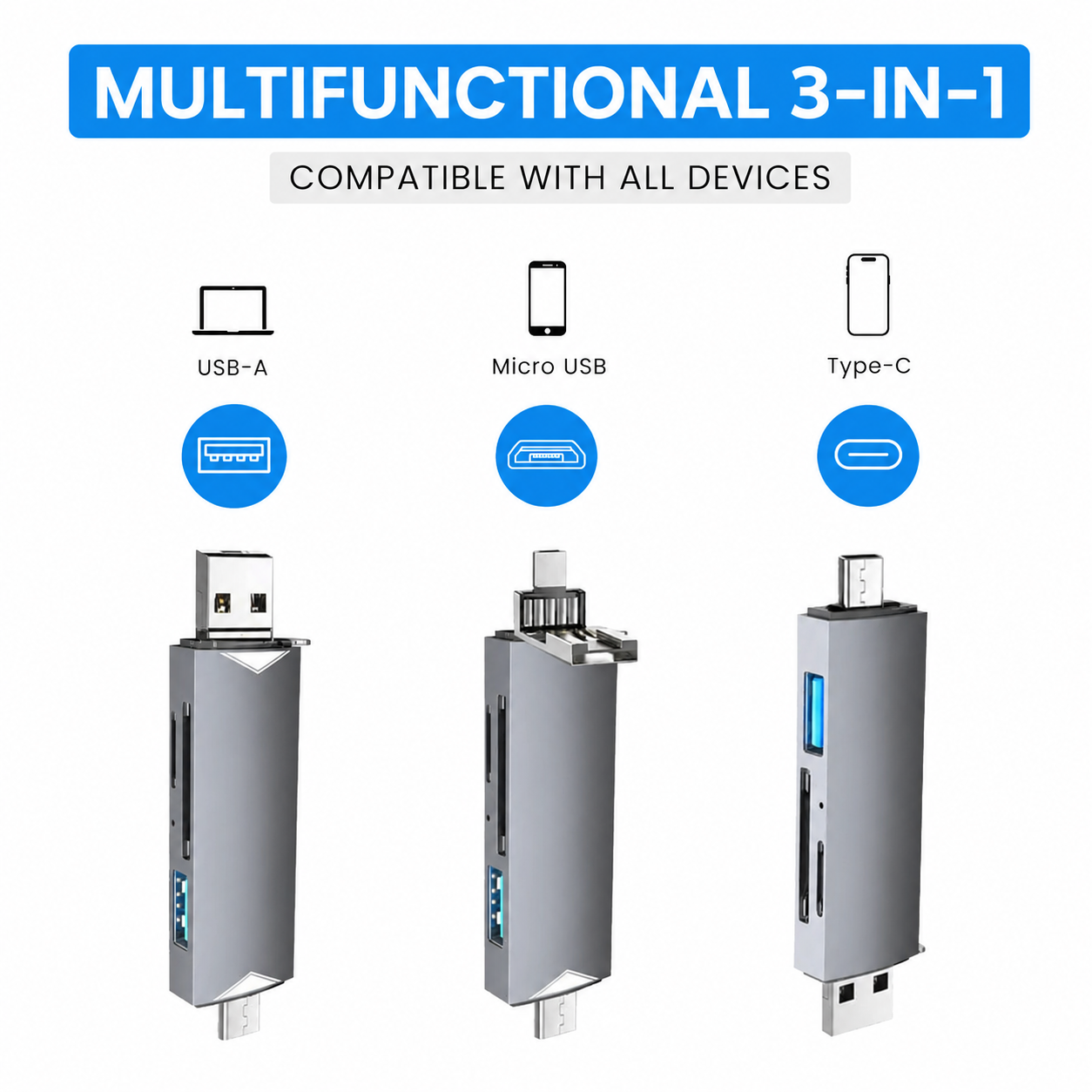 SD Card Reader 3-in-1 Stick