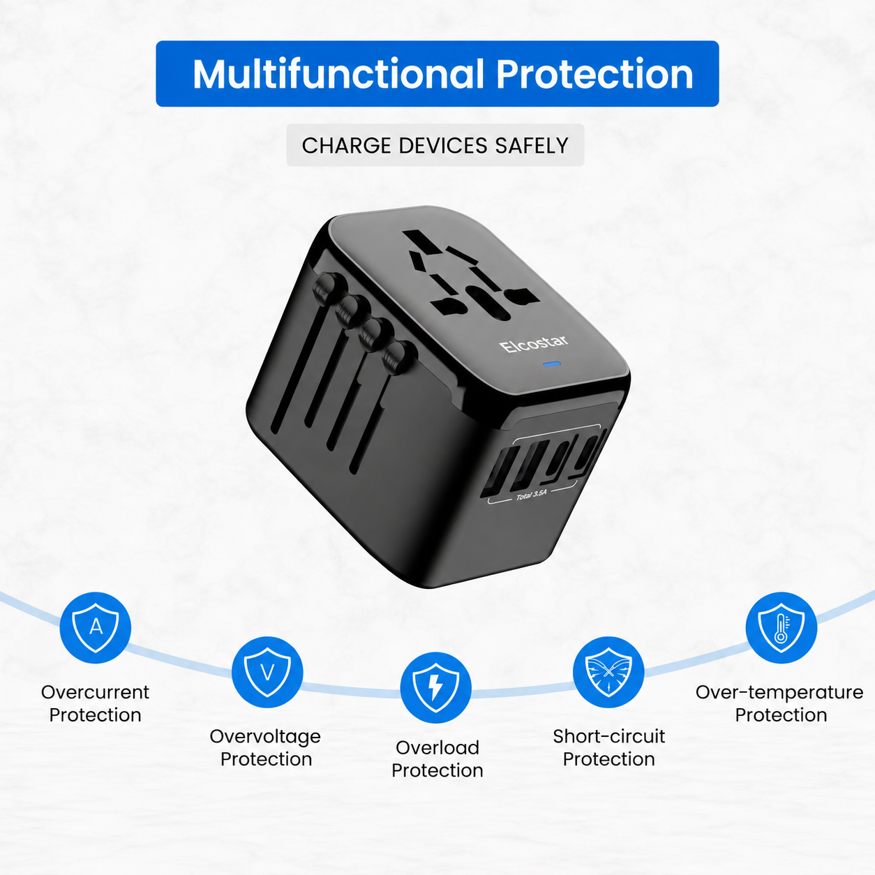 Travel Adapter - Multi USB A & C
