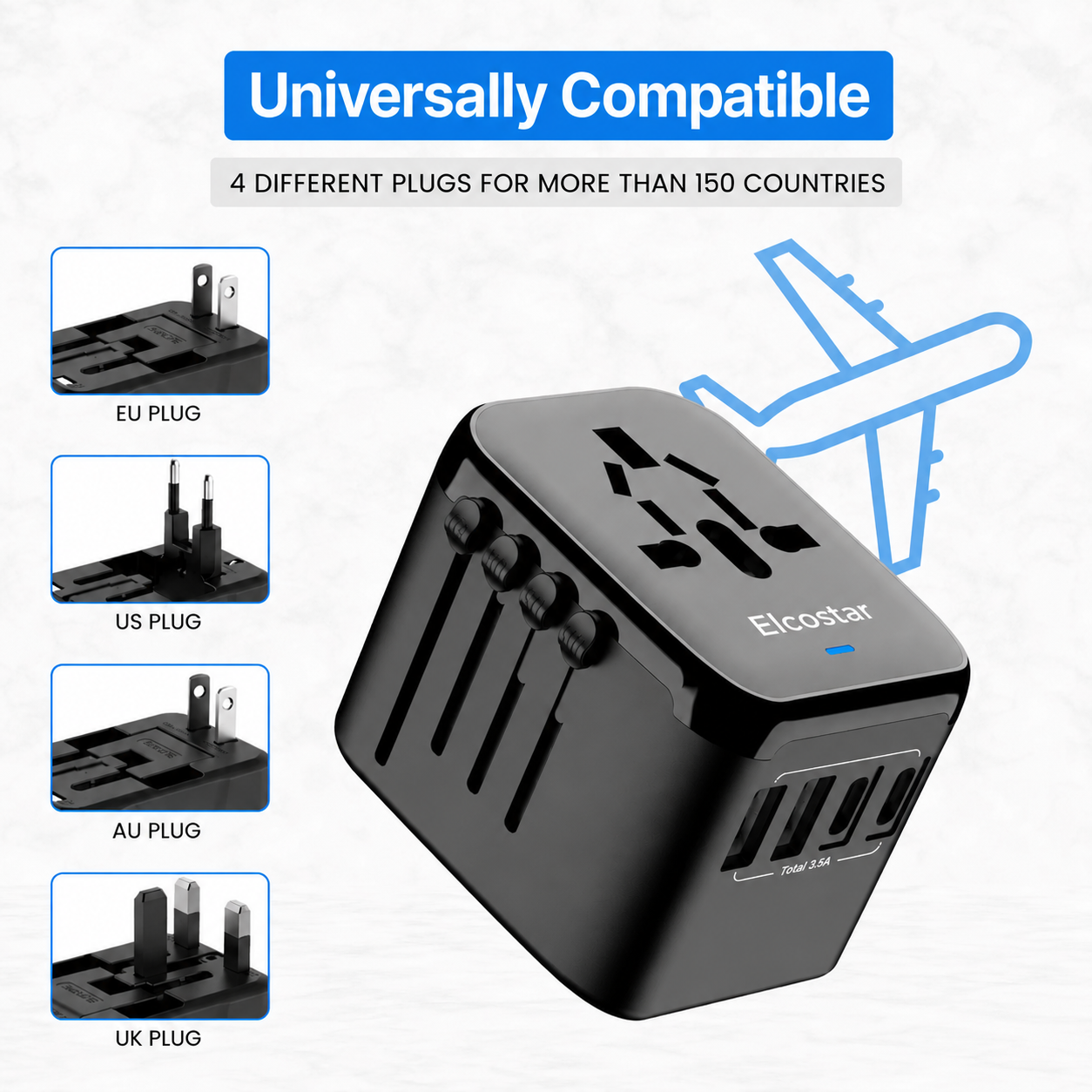 Travel Adapter - Multi USB A & C