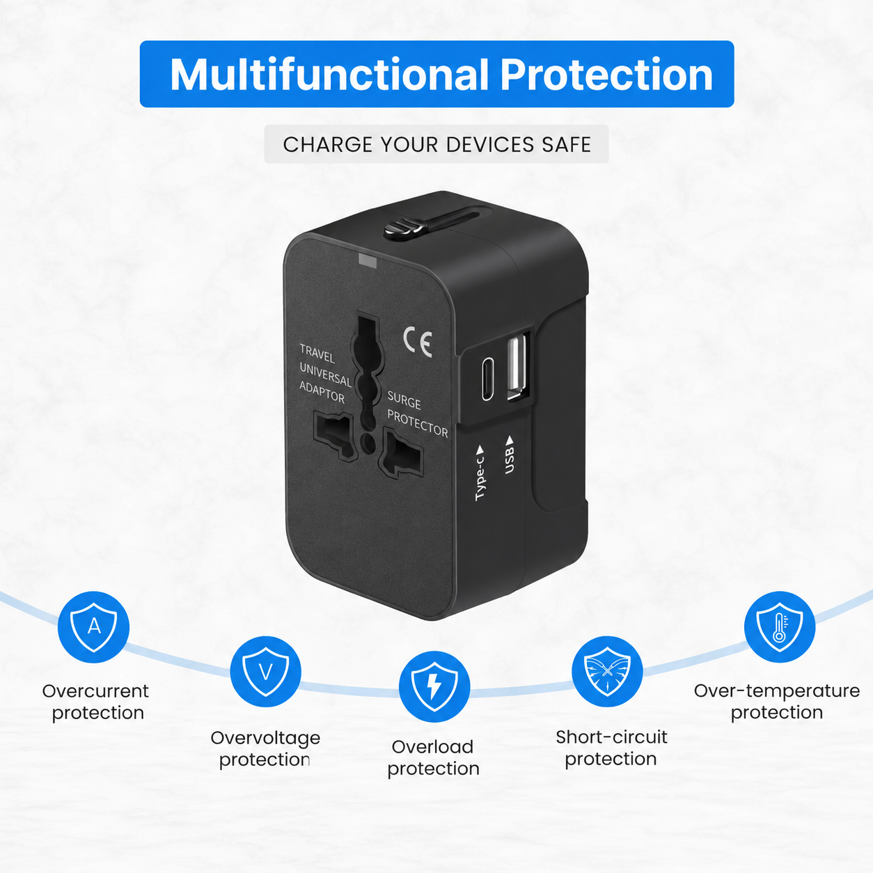 Travel Adapter - USB A & C