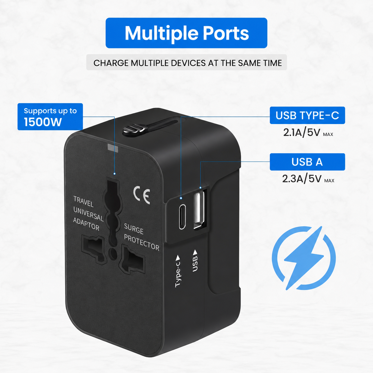 Travel Adapter - USB A & C