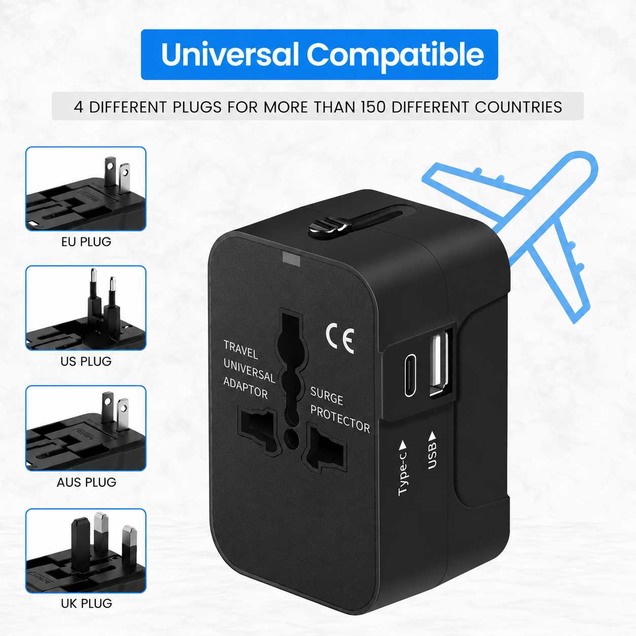 Travel Adapter - USB A & C