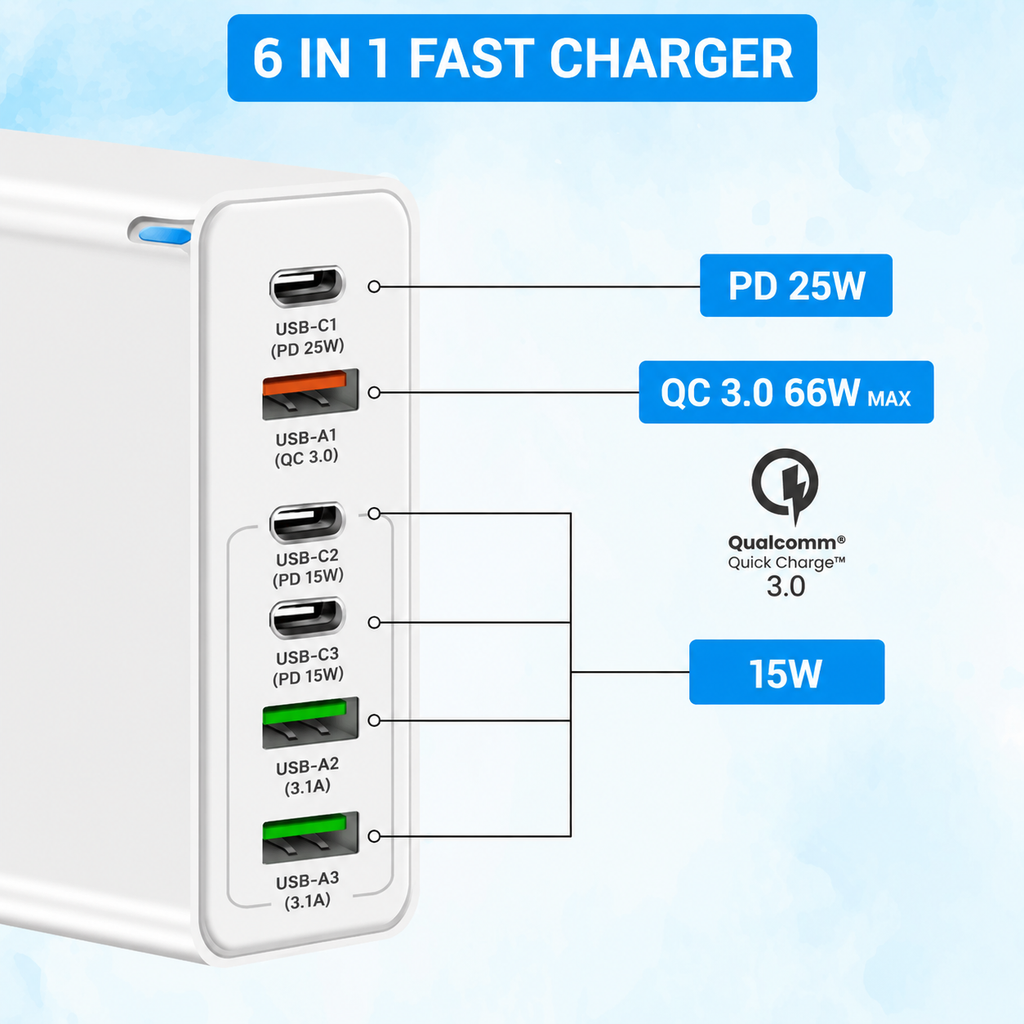 USB Adapter - 160W - (6P) - USB A & C