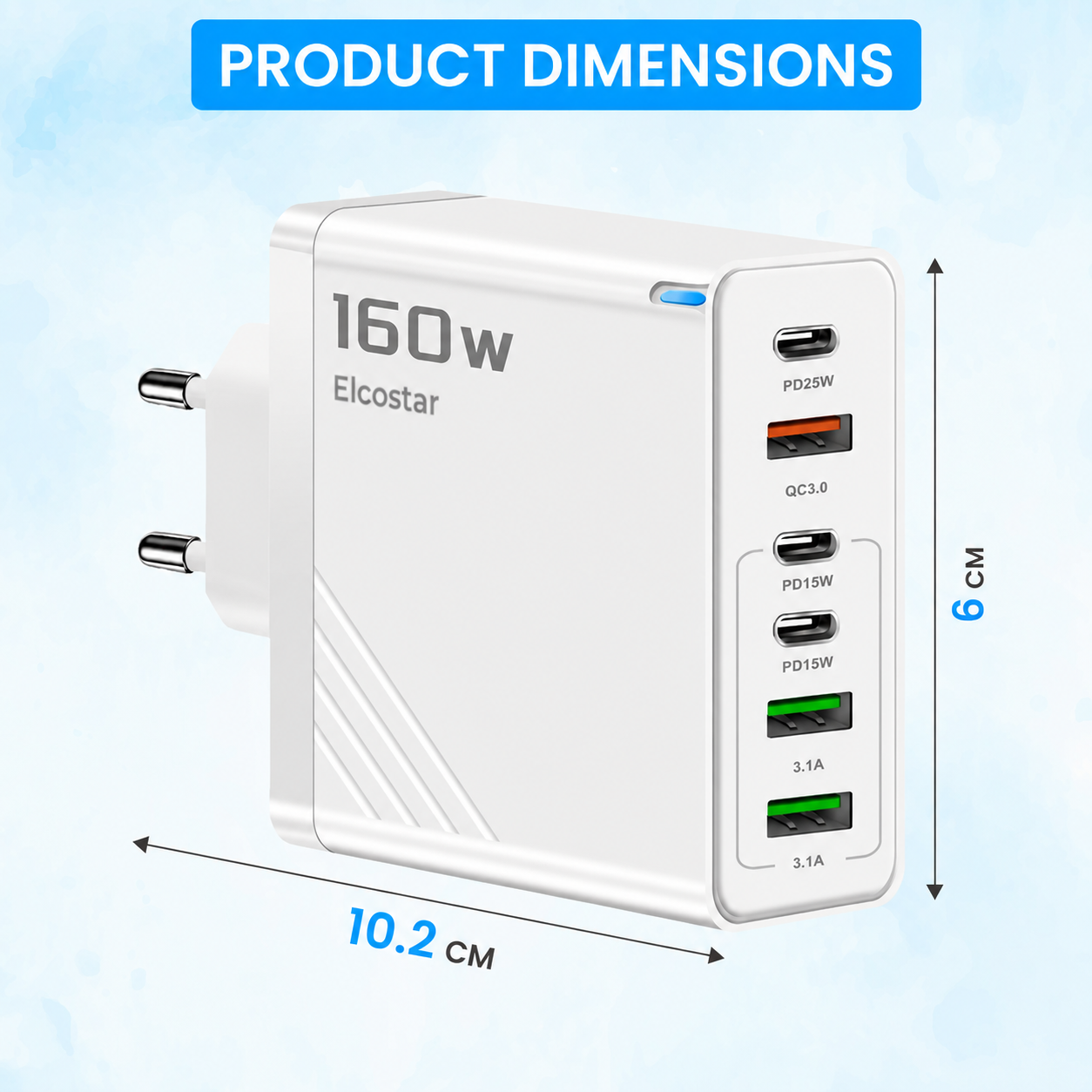 USB Adapter - 160W - (6P) - USB A & C