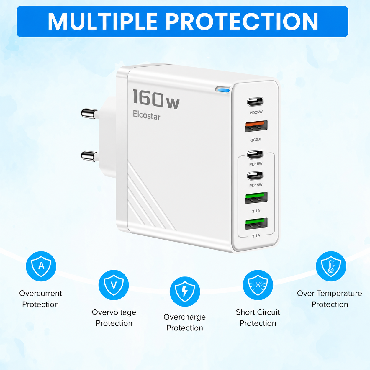 USB Adapter - 160W - (6P) - USB A & C