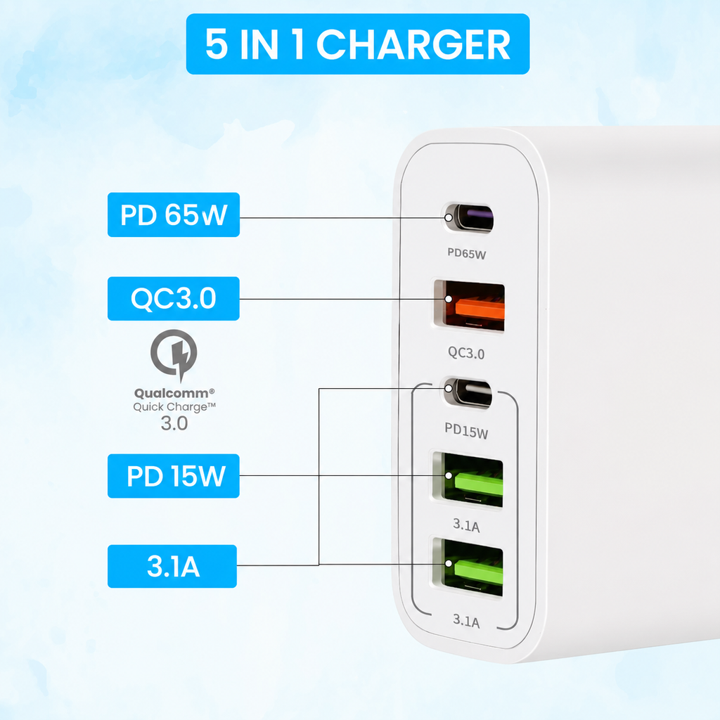 USB Adapter - 120W - (5P) - USB A & C