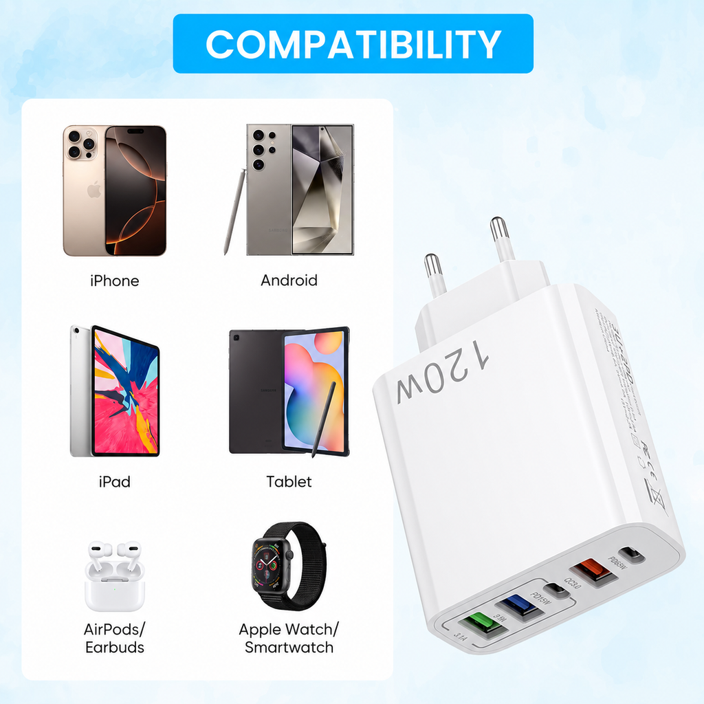 USB Adapter - 120W - (5P) - USB A & C