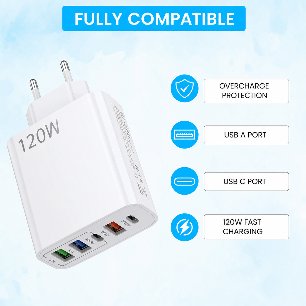 USB Adapter - 120W - (5P) - USB A & C